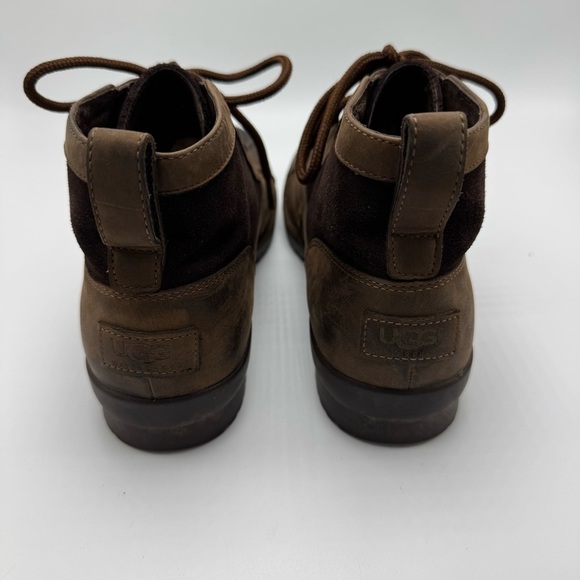 Ugg Womens Heather Suede Leather Ankle Duck Boots Size 9 Lace Up Winter Rain - Picture 5 of 11